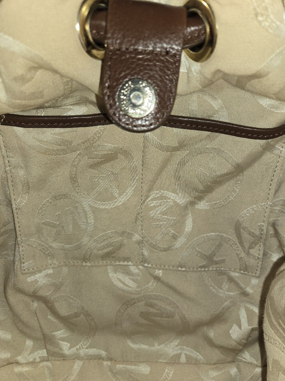 Michael Michael Kors Taupe Canvas Hobo Shoulder Bag - EUC - Picture 12 of 14